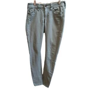 Affliction Raquel Fleur Teal Gray Jeans Women 27 Pastel Straight Spring Summer